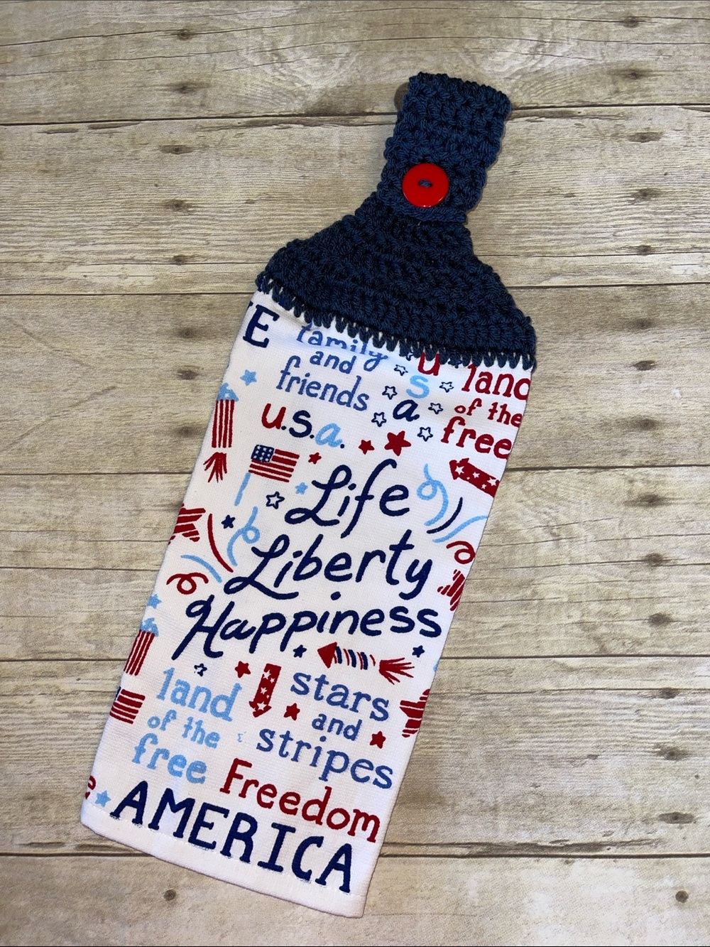 Crochet Top Patriotic Hand Towel Cotton Towel